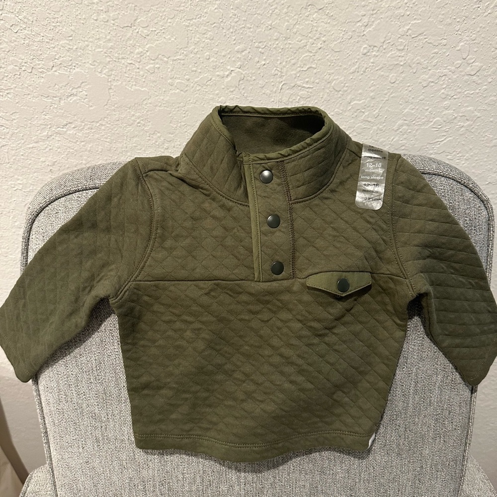 Olive Green Baby Toddler Sweatshirt 12-18M NWT